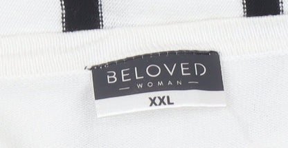 Beloved Womens Woman White Striped Pullover Jumper 2XL