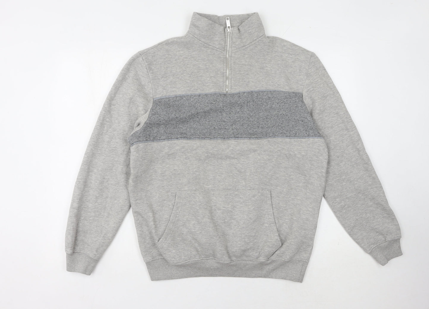boohooMAN Men's Grey 1/4 Zip Sweatshirt Size L