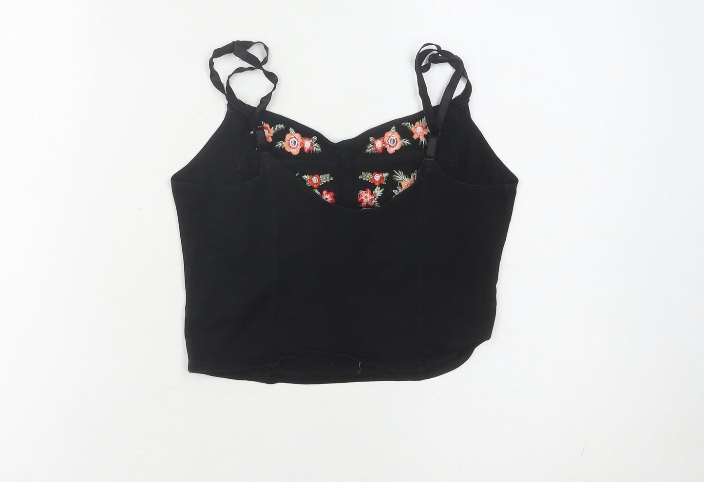 New Look Women’s Black Embroidered Camisole Tank - Size 8