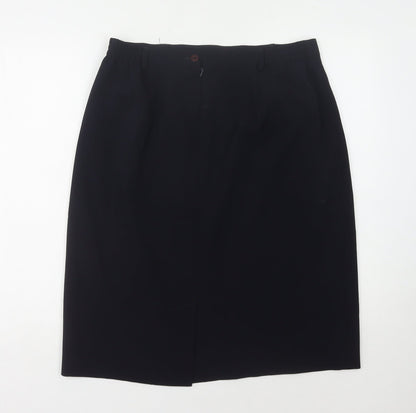 Back view of Viyella Petite Black Wool Blend Women's Pencil Skirt