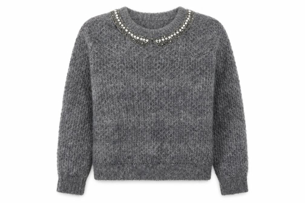 JEFF Women's Grey Jewel Pullover Jumper Size 10