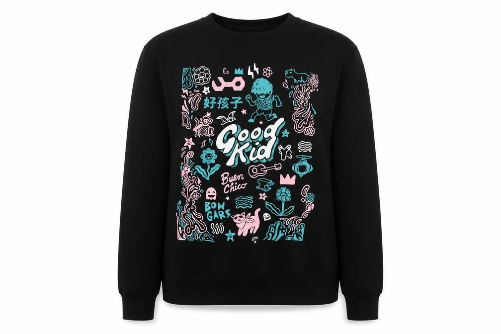 Just Hoods Unisex Black Graphic Sweatshirt M