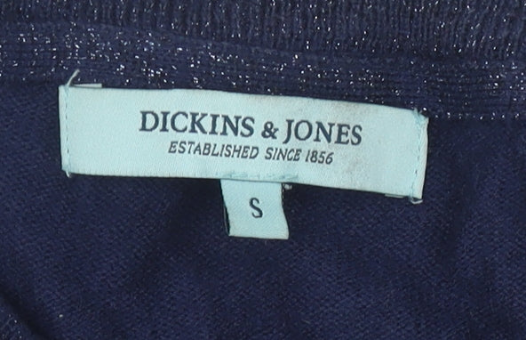 Dickins & Jones Women's Blue Cardigan, Size S, Crew Neck
