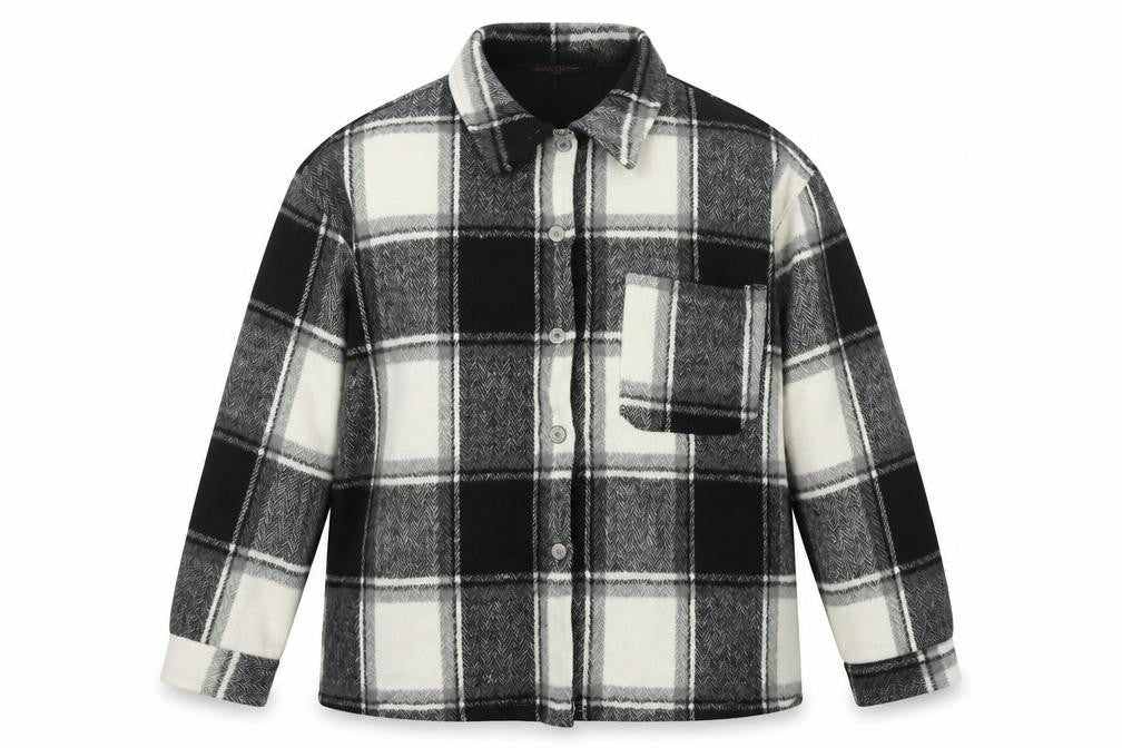 AMY & CLO Women's Check Flannel Jacket S