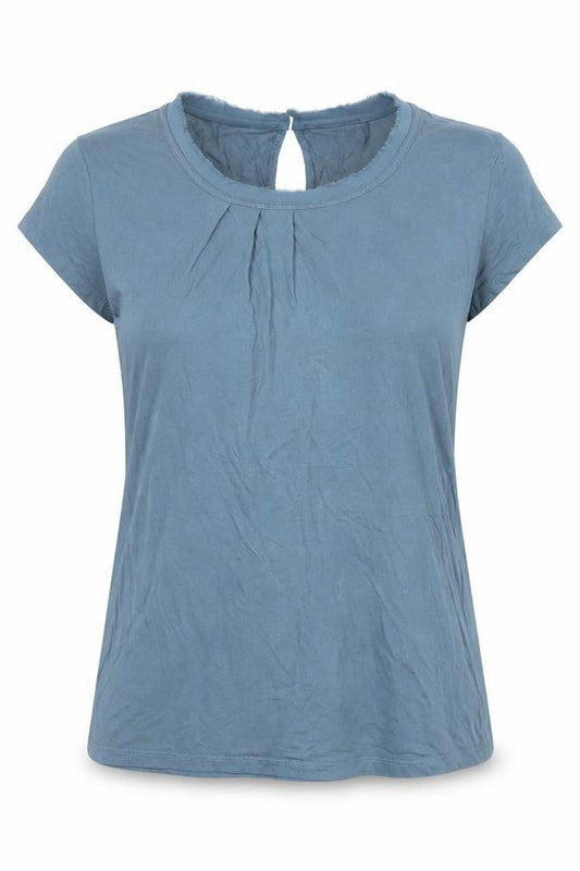 Mexx Women's Blue T-Shirt, Size 12, Casual Keyhole Neck