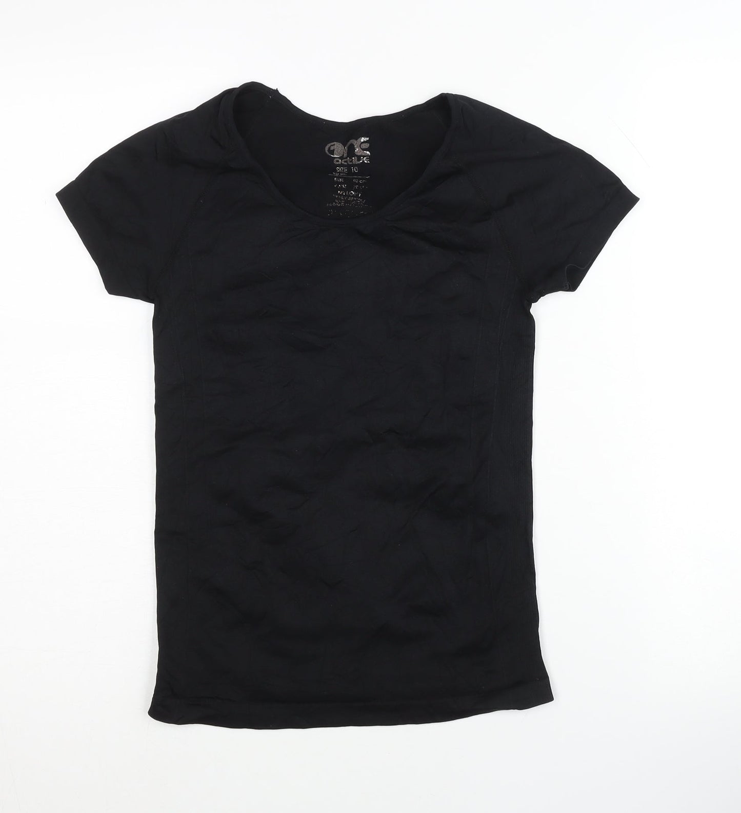 One Active Women's Black T-Shirt, M, Athletic Fit