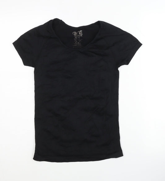 One Active Women's Black T-Shirt, M, Athletic Fit