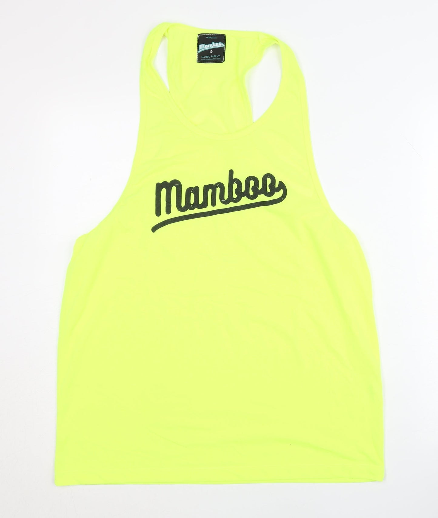 Mamboo Men's Yellow Tank Top, S - Athletic Fit, Logo Accent