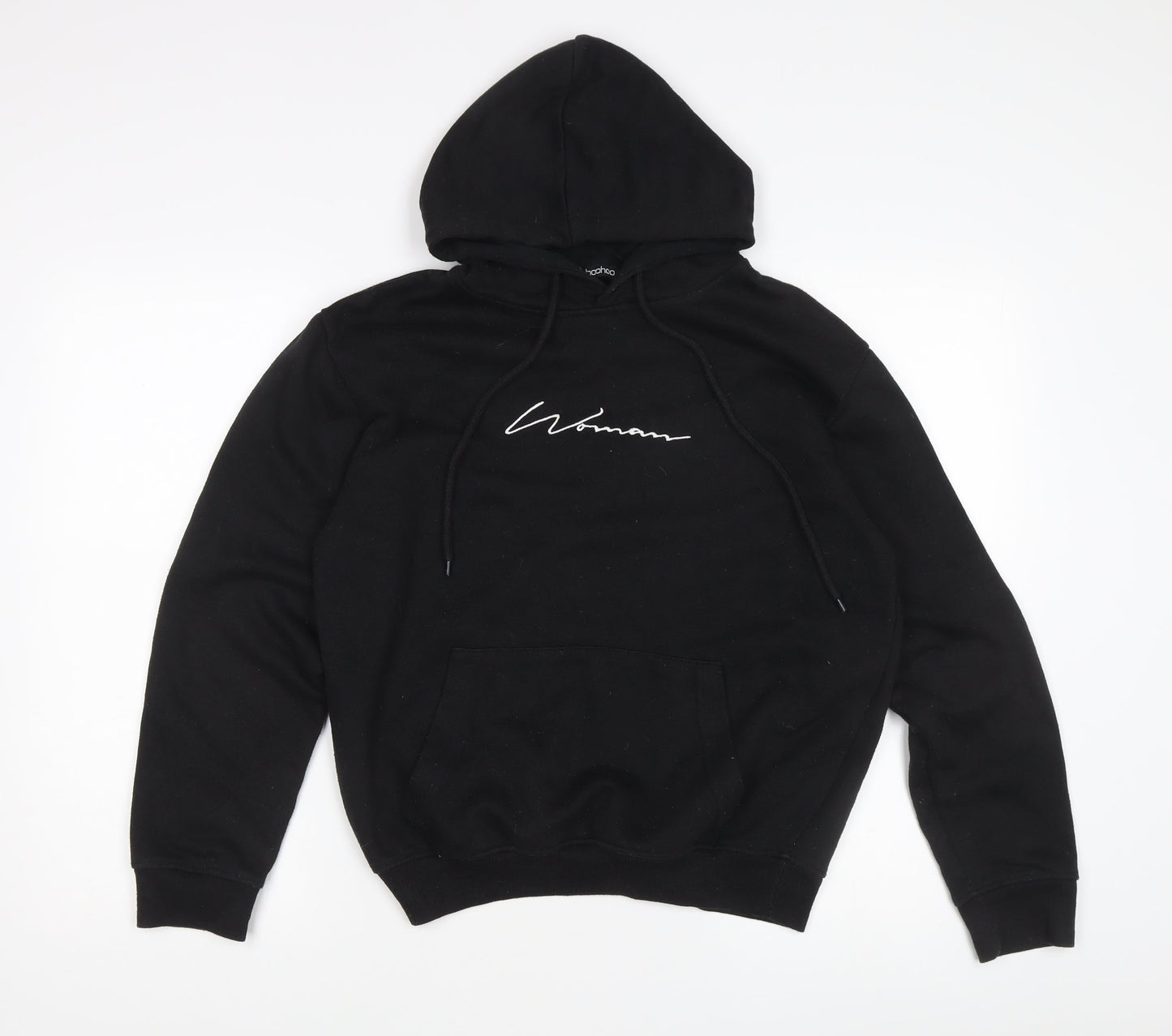 Boohoo Women's Black Pullover Hoodie, S, Cotton Blend