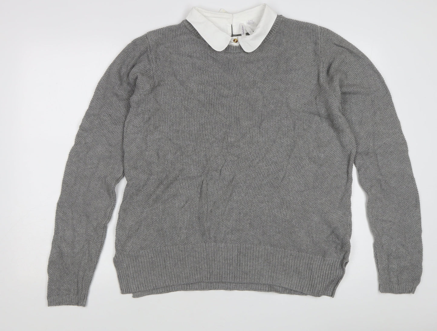 Seraphine Women's Grey Collared Jumper Size 10
