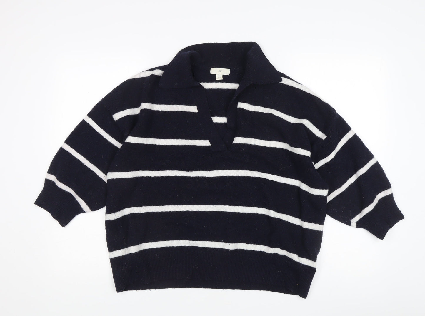 H&M Women's Black Striped Pullover Jumper L