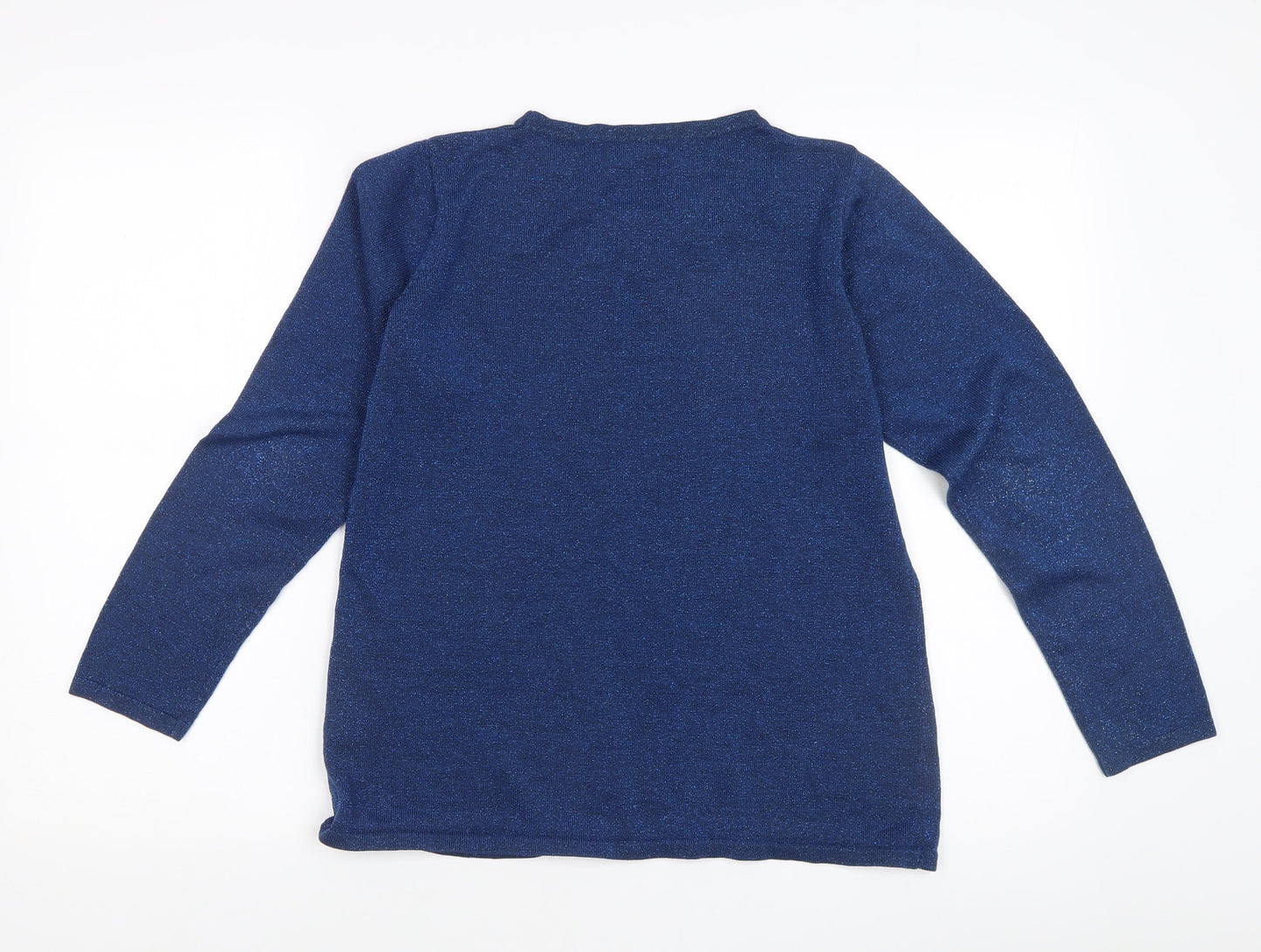 Bm Collection Women's Blue Pullover Beaded Jumper M