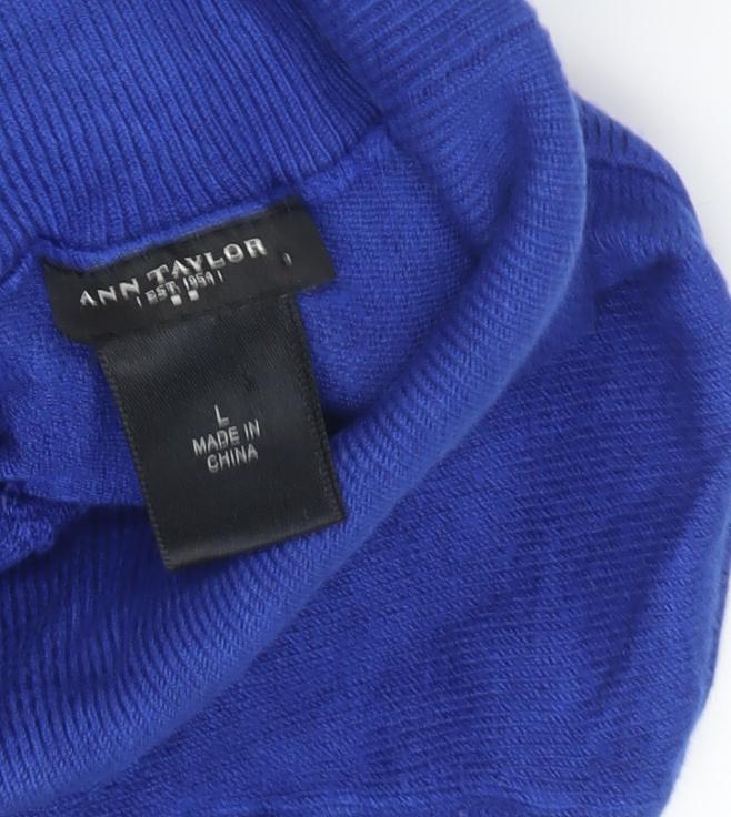 Ann Taylor Women's Blue Roll Neck Jumper L