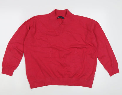 Marks & Spencer Pink V-Neck Women's Medium Jumper