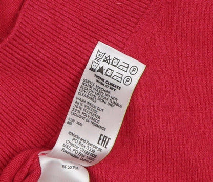 Marks & Spencer Pink V-Neck Women's Medium Jumper