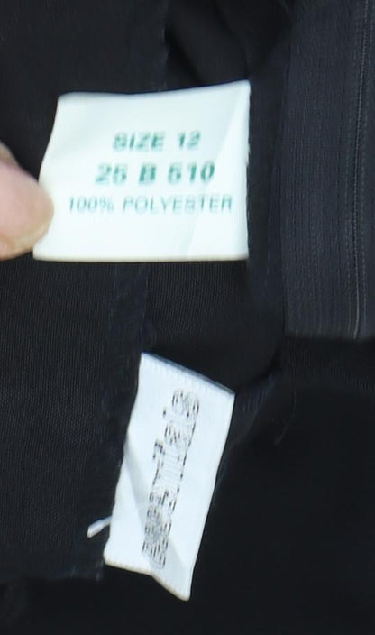 Close-up detail of Essentials Women's Black Trousers, size 12, Polyester Zip Closure
