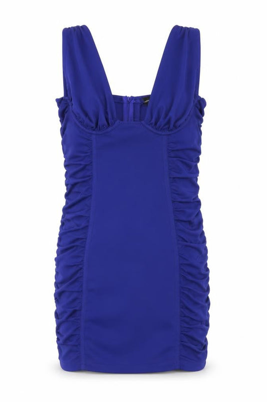 PRETTYLITTLETHING Women’s Blue Ruched Dress