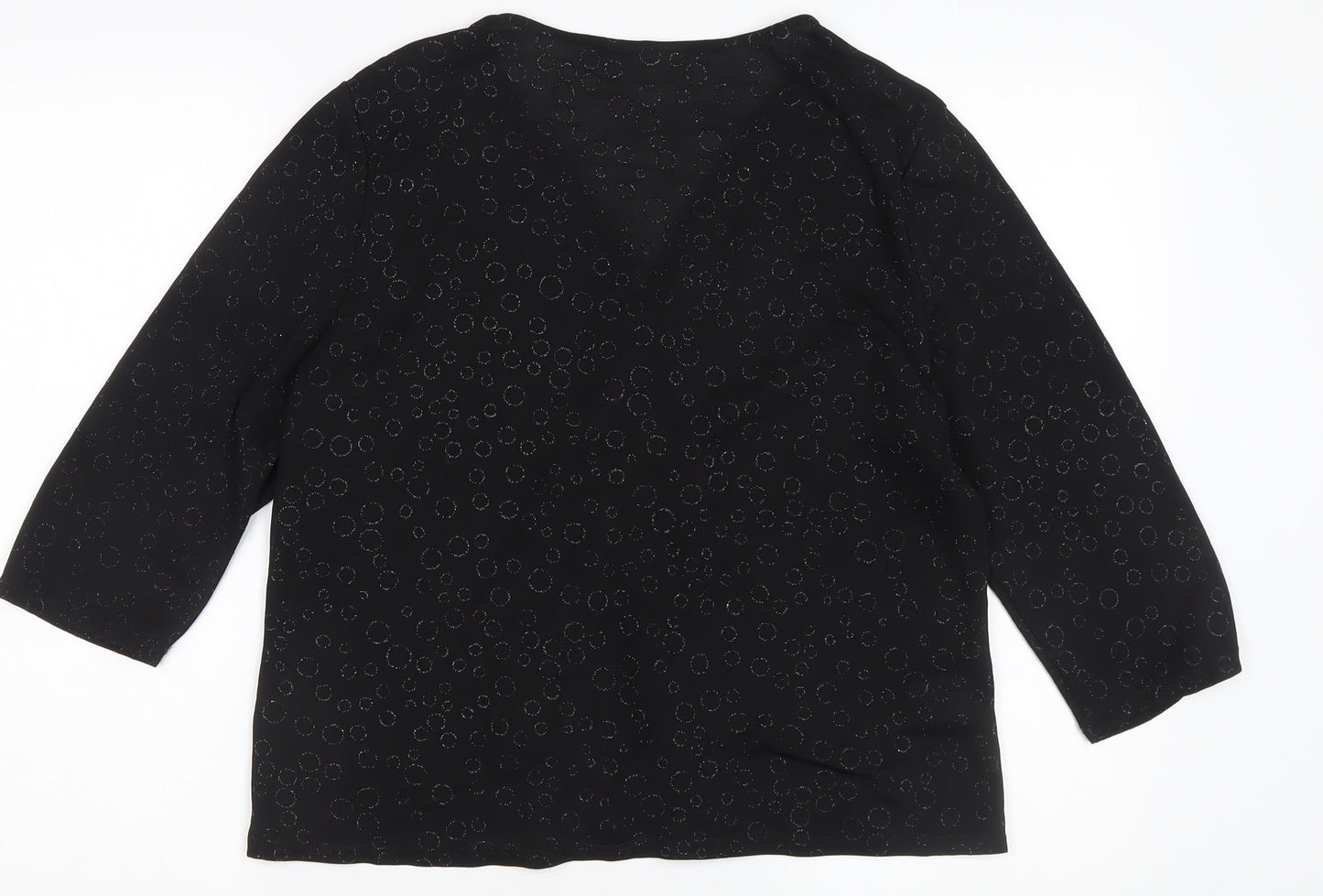 CC Women's Black Wrap Top, Petites XL, V-Neck Style