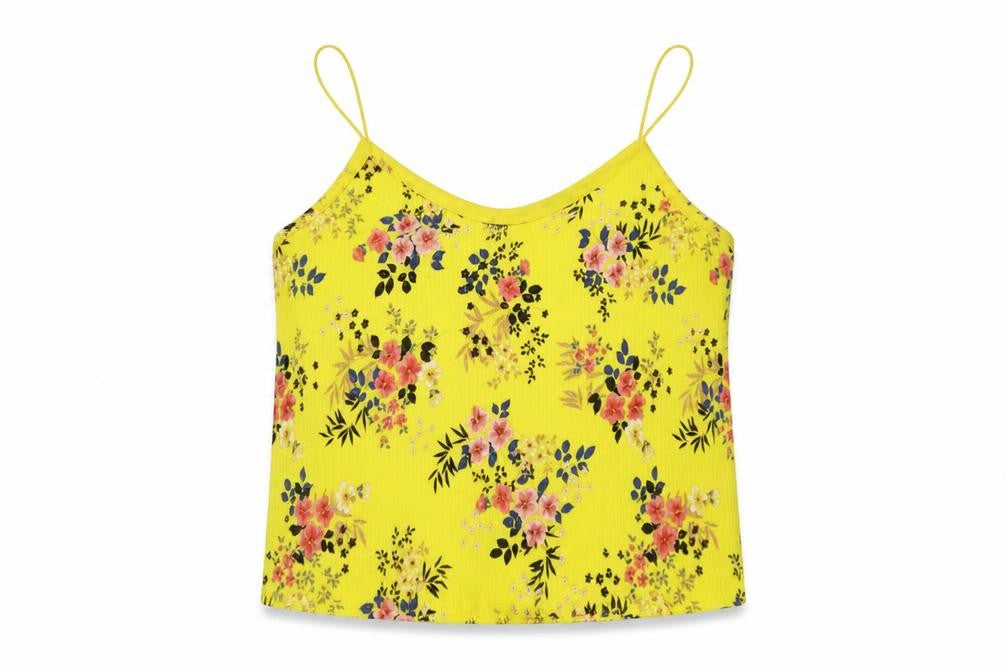 New Look Women’s Yellow Floral Camisole Tank, Size 8