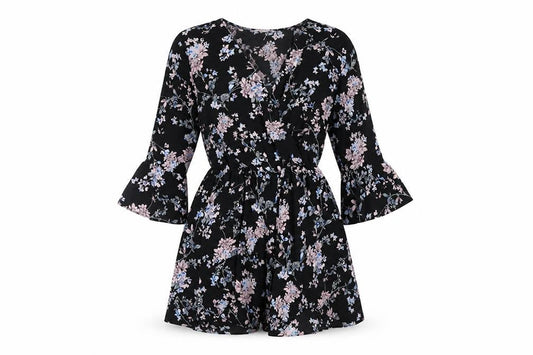 Dorothy Perkins Women’s Black Floral Playsuit