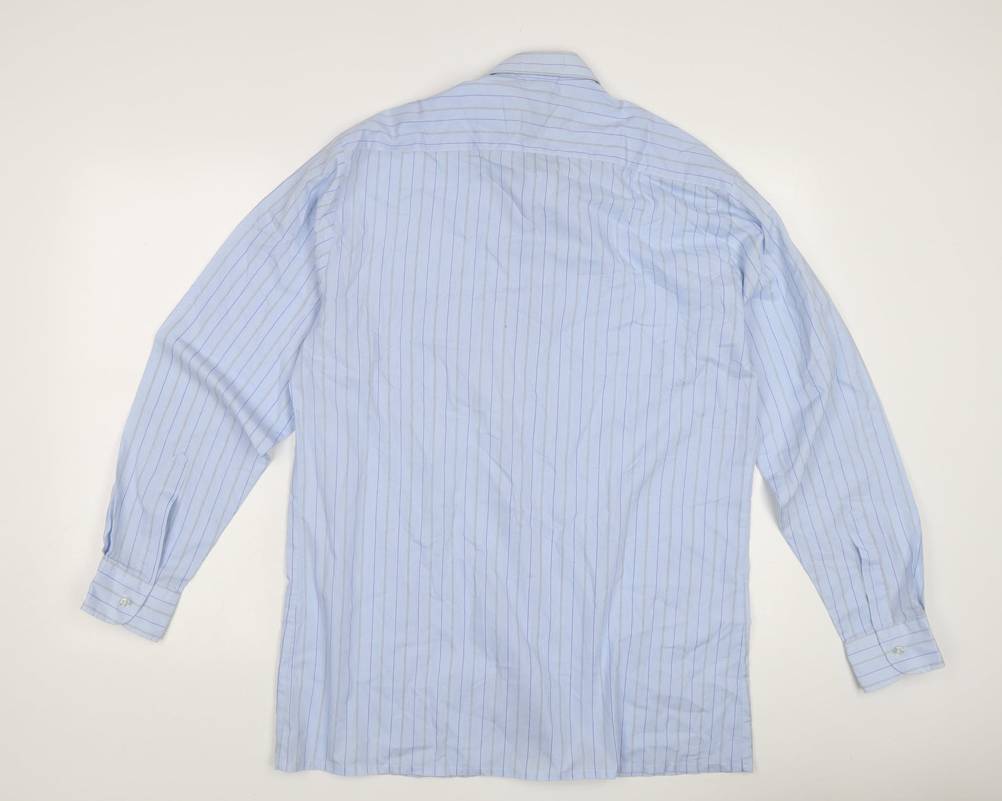 C&A Men’s Blue Striped Dress Shirt M Cotton Blend