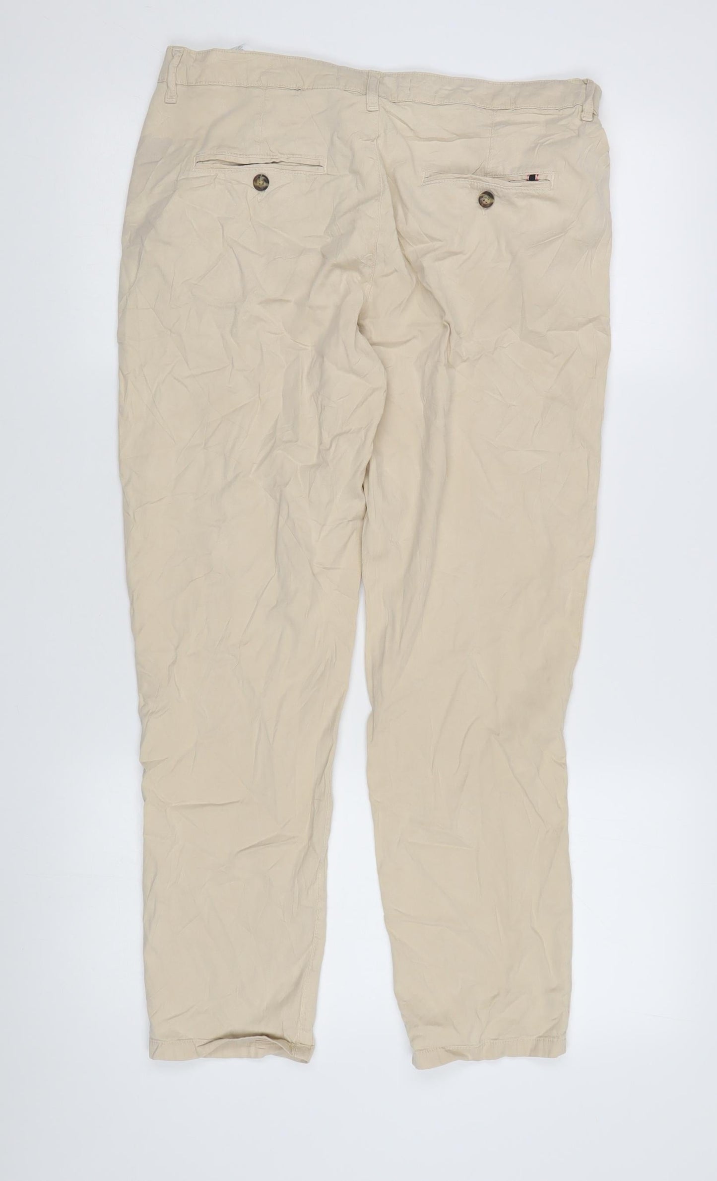 Zara Women Beige Chino Trousers, Size 12, Casual Style