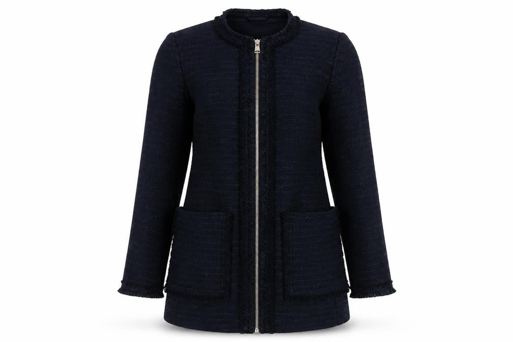 H&M Women's Blue Long Basic Coat, Size 6