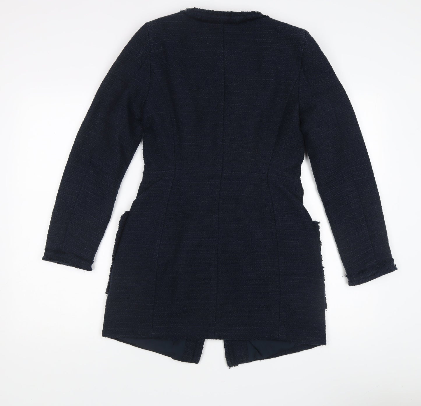 H&M Women's Blue Long Basic Coat, Size 6
