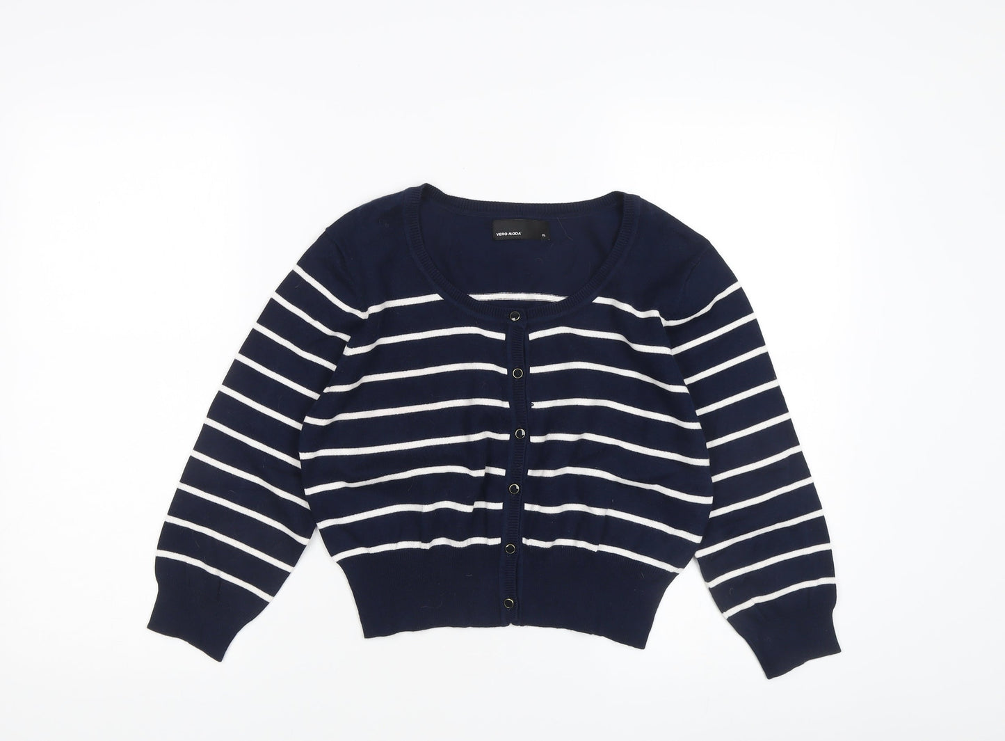 Vero Moda Women's XL Blue Cardigan, Striped Knit