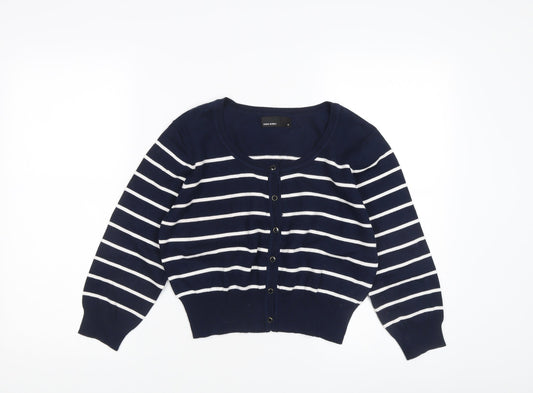 Vero Moda Women's XL Blue Cardigan, Striped Knit