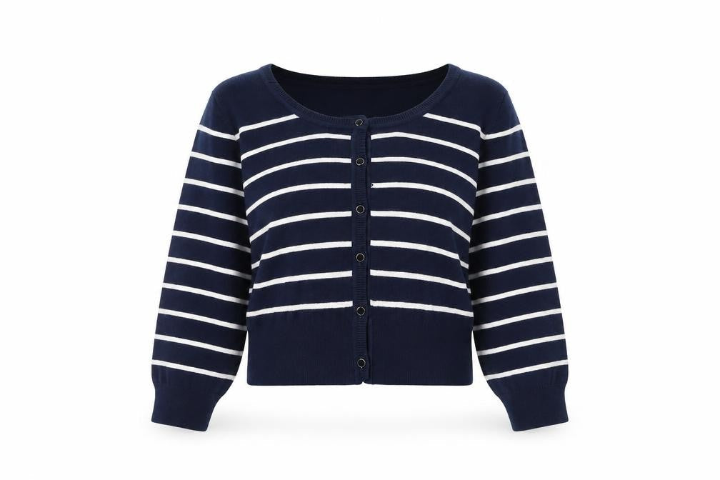 Vero Moda Women's XL Blue Cardigan, Striped Knit