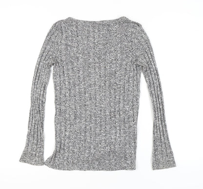 Topshop Women's Grey V-Neck Pullover Jumper Size 8