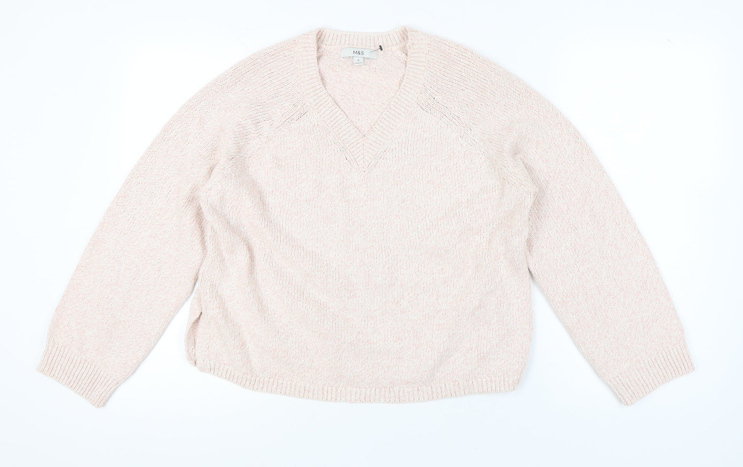 Marks and Spencer Women Pink Pullover Jumper M V-Neck