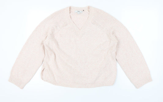 Marks and Spencer Women Pink Pullover Jumper M V-Neck