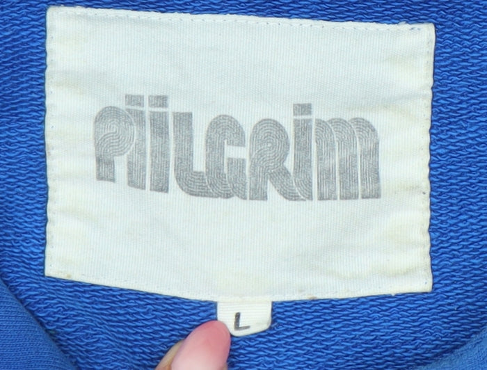 Pilgrim Men's Blue Pullover Hoodie L with Logo