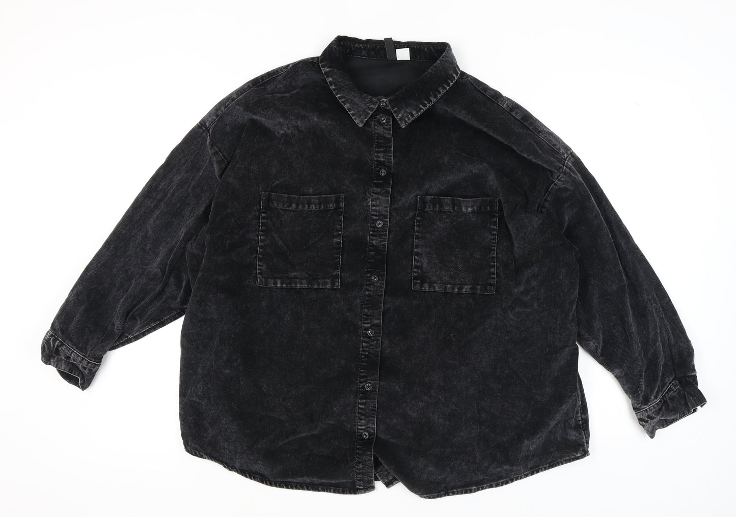 H&M Women's Black Long Sleeve Button-Up Shirt Size 16