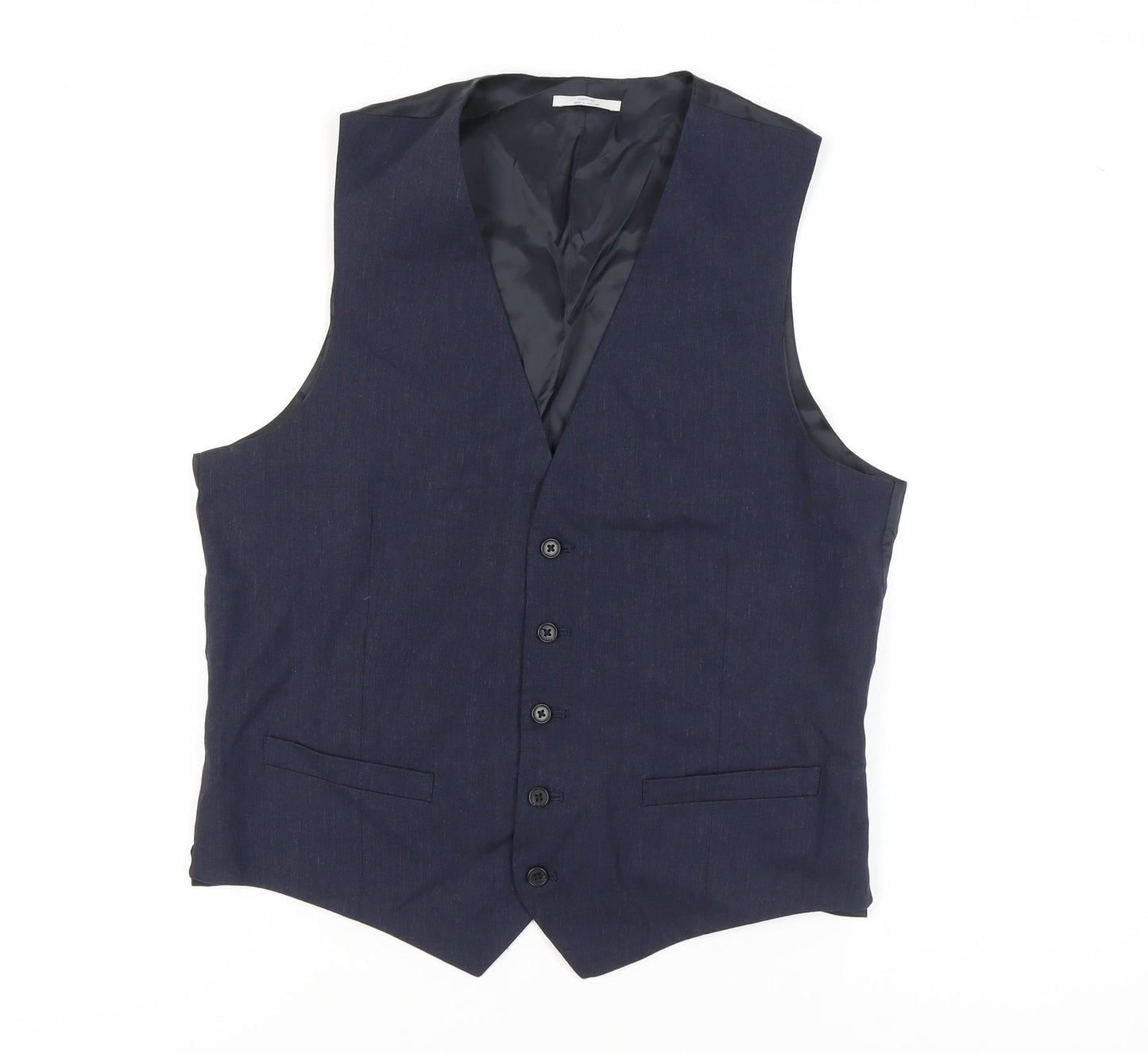 Marks and Spencer Men's Blue Linen Waistcoat