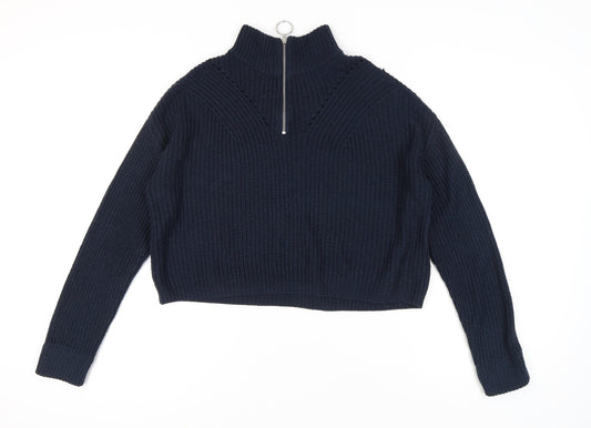 H&M Women's Blue High Neck Pullover - Size S