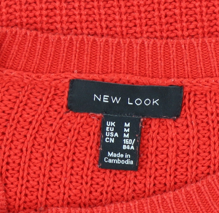 New Look Women’s Red Chunky-Knit Pullover Jumper M