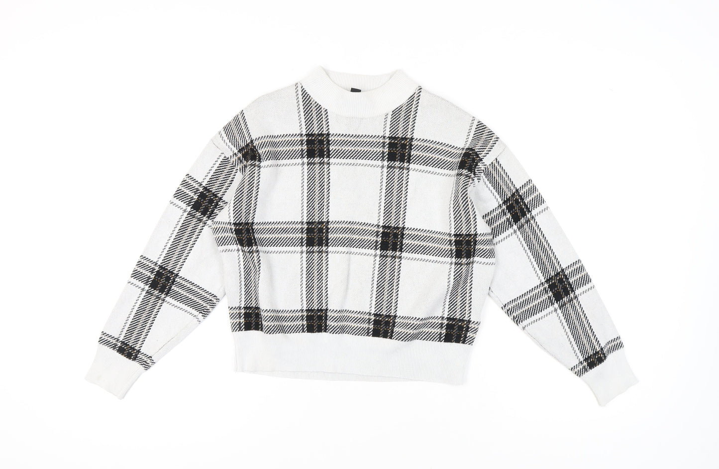 New Look Women's White Check Pullover Jumper, Size S