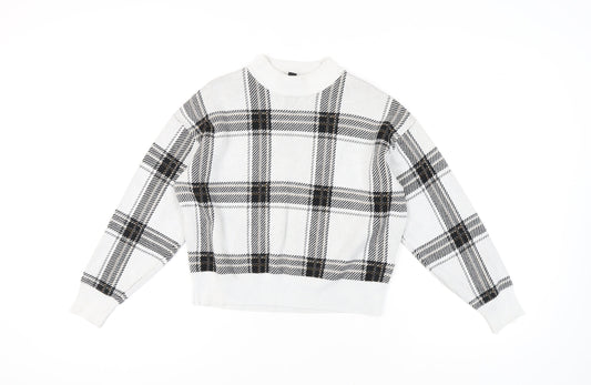 New Look Women's White Check Pullover Jumper, Size S