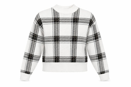 New Look Women's White Check Pullover Jumper, Size S