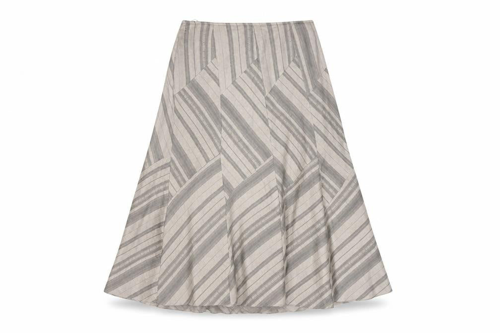 Marks & Spencer Women's Beige Striped Skirt, Size 14 Short