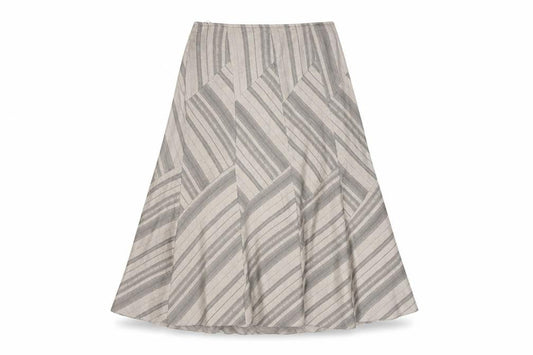 Marks & Spencer Women's Beige Striped Skirt, Size 14 Short