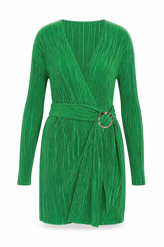 ASOS Design Green Wrap Dress - Size 12 - Long Sleeve