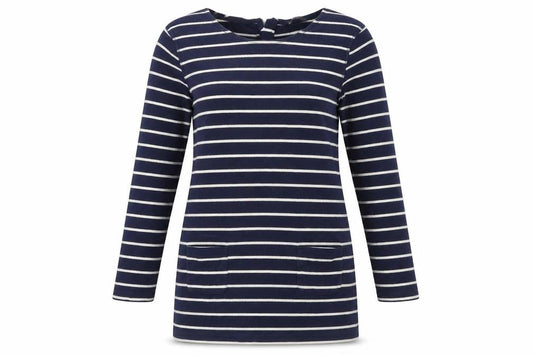 Marks and Spencer Women's Navy Striped Top, Size 14