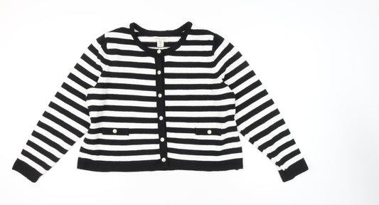 Happily Grey Women's Black Striped Cardigan Size 22/24