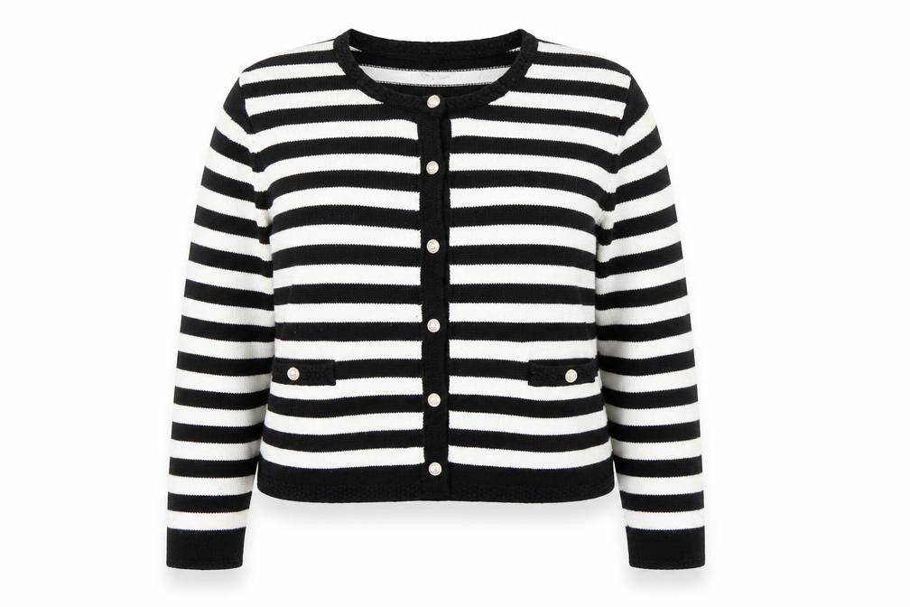 Happily Grey Women's Black Striped Cardigan Size 22/24