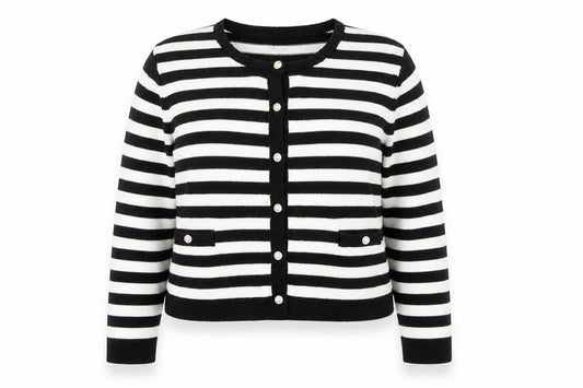 Happily Grey Women's Black Striped Cardigan Size 22/24