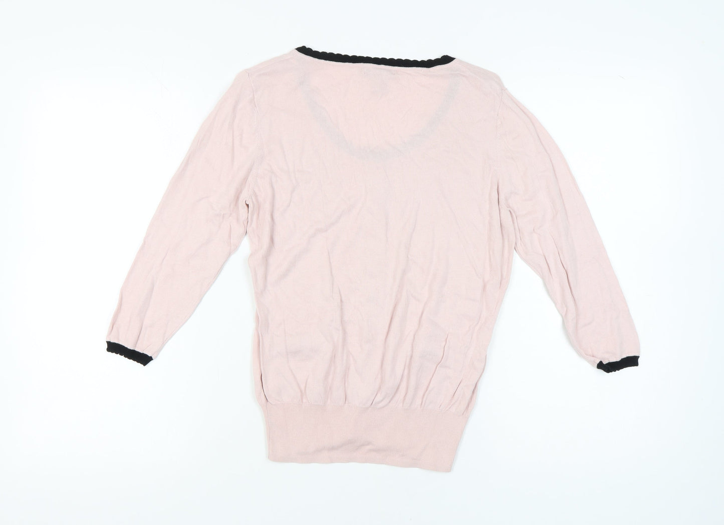 H&M Women's Pink Cardigan Size 12 Scoop Neck